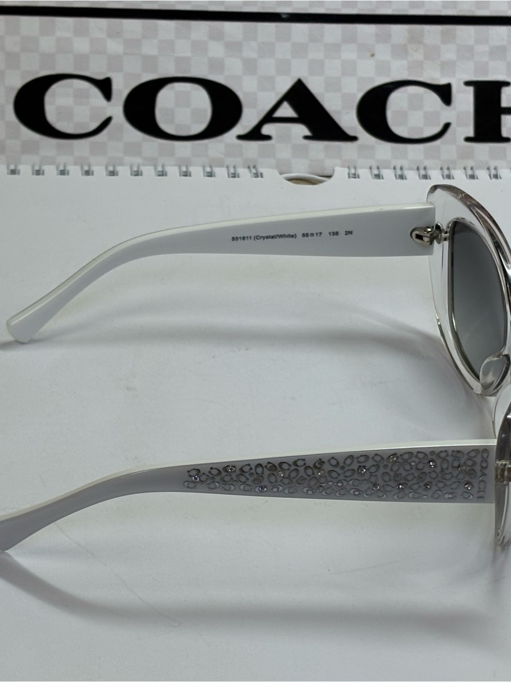 New Coach HC8143B (L120) 531611 Crystal/White Sunglasses - Picture 7 of 10